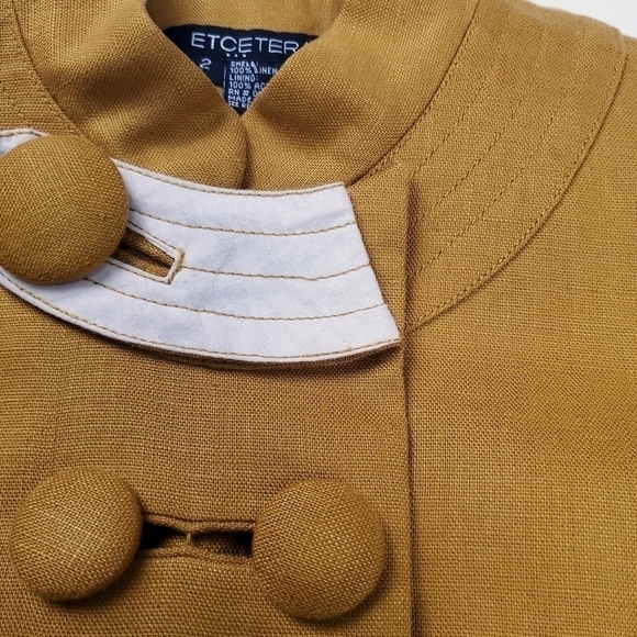 Etcetera Mustard Yellow Gold Double Button Jacket Sz 2 - Picture 9 of 15